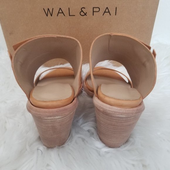 NEW Wal & Pai Cole Wedge Nude Calf Leather Chunky Stacked Heel Minimalist 37 - Picture 5 of 11